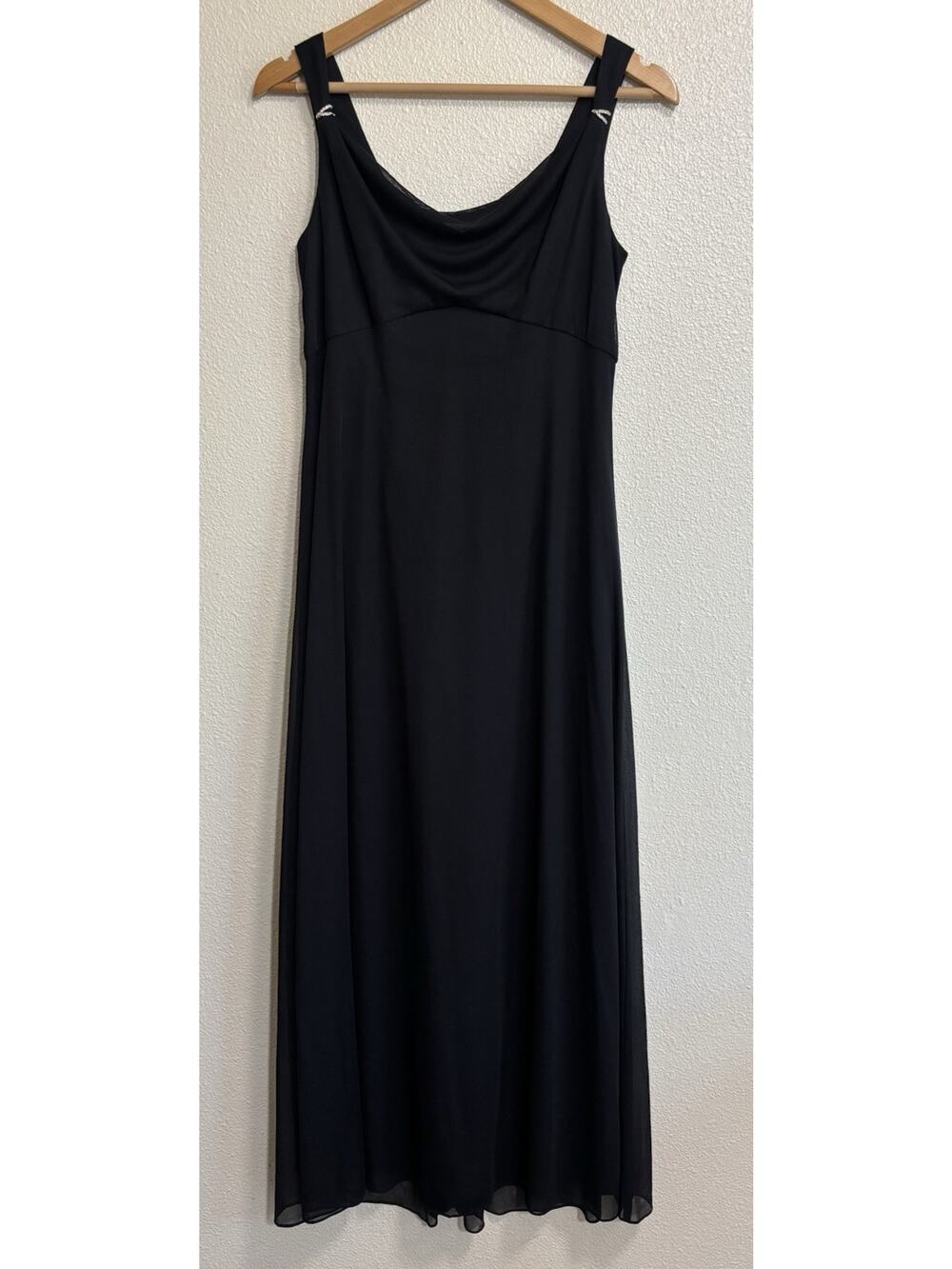 Vintage Black Evening Gown Maxi Dress Formal Event Whimsigoth Size 10 Petite